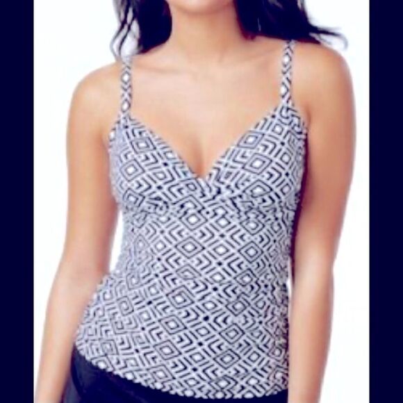 Swim solutions Diamonds printed tankini top 12 - Picture 1 of 7